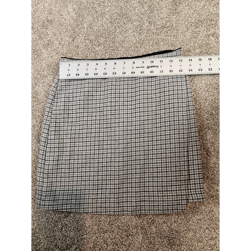 Abercrombie & Fitch Grey Houndstooth Wool Blend Mini Skirt Faux Wrap Small - Picture 7 of 9